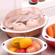 Cover fruit and vegetable basin cleaning basket sieve basket with kitchen double washing basket plastic fruit drain plastic