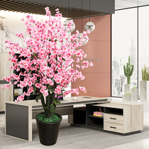 Simulation flower potted plant large simulation green planting room living-room swing piece fake flower plastic peach blossom tree cherry blossom floor decoration