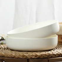 Ultra-deep plate Household dish plate Bone china salad plate Microwave oven ceramic steamed egg bowl with lid deepened soup plate Large