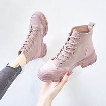 European station 2021 Spring and Autumn New Martin boots female breathable English style high casual canvas short boots womens singles boots