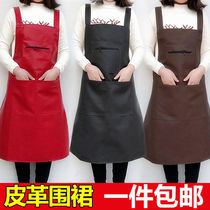 Net red hominin soft leather apron woman home kitchen waterproof and greaseproof fashion long sleeve mens coop work hood
