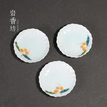 Yan Xiangfang hipster hand-painted loquat tea cup mat ceramic tea set heat insulation mat tea ceremony accessories