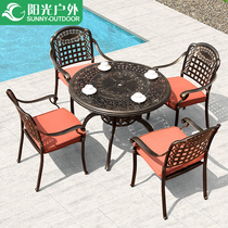 Sunshine outdoor cast aluminum table and chair Courtyard terrace Outdoor leisure balcony Garden Wrought iron barbecue three or five-piece combination