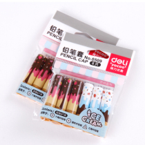 Deci 0509 student pencil set cute ice cream pencil cap extender pen cap 6 bags