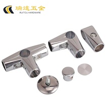 Stainless steel pipe T-type three-way cross fixing clip Bracket pillar connector T-joint pipe clip fastener Round 