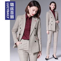 Plaid suit suit womens small fragrant wind British woolen suit temperament work clothes fashion professional wear