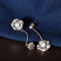 Small Crowddesign Pure Silver Earrings National Wind Female Classical Art Temperament Long asymmetrical ear pendant ear ornaments