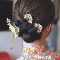 Chinese wedding headdress small red book peach shape hair accessories simple temperament ancient style pipa hair hairpin beauty accessories