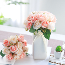 Rose Flowers Bouquet Emulation Bouquet Plastic Silk Flower Flower Arrangement Fake Flowers Interior Decoration Flower dry Flower Furnishing Living-room Pendulum