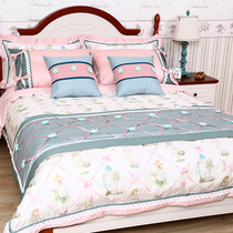 Girl room Princess style bed four-piece set of pure cotton cotton small American Pink childrens sheets quilt cover bedding