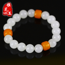 Xinjiang Hetian Jade sheep Jade ball bracelet safe and perfect ball Jade single bead 10mm female jewelry Y