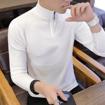 Sweater mens collar knitwear 2021 autumn and winter New Youth half high collar thread dress Korean slim mens tide coat