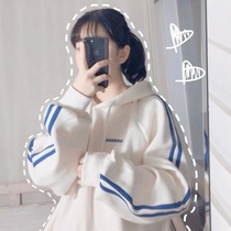Sweatshirt Women Spring and Autumn 2021 New Female Students Loose Joker Lazy Wind White Hooded Top Jacket Jacket ins
