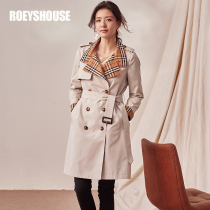 Luo Yi intellectual self-cultivation British windbreaker womens new professional waist tie tie-up commuting solid color medium long coat 01555