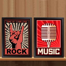 Music Rock Abstract Poster decorative painted solid wood with framed picture frame Frame Bar KTV Bedroom Photo Wall Hung