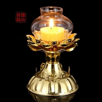The heart of the Buddha alloy wind lotus lamp Buddha lamp ghee lamp holder Lotus home Buddha front Candlestick for Buddha