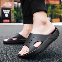 Lined slippers mens thick bottom cold drag outer wearing couples home drag damping anti-slip tide movements Tide Cards Slippers women