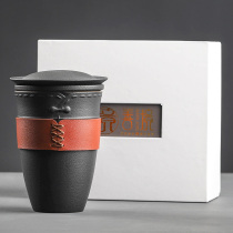 Tea Cup ceramic tea water separation Cup office household with lid filter men lettering custom logo tea cup