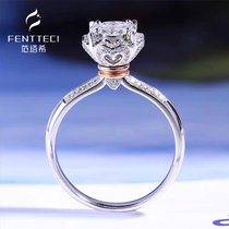 Sterling silver plated 18K platinum imported Mo Sang diamond Snow Queen custom diamond ring proposal wedding ring for women