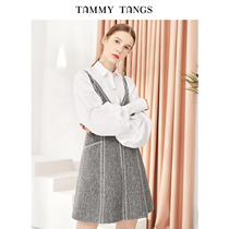 Sugar force autumn new European and American womens clothing contrast color pressure line suspender dress thin outside wear sleeveless V-neck dress