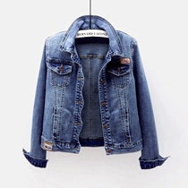 Elastic denim jacket womens short Korean version of the spring and autumn new slim slim jacket inner pocket wild long-sleeved top