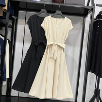 MRMW2021 summer new Hepburn style pocket skirt French temperament design sense high waist lace slim dress women