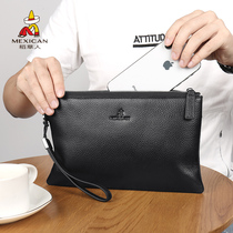 Scarecrow envelope male fur business leisure handbag 2022 large capacity leather wallet wring long wallet