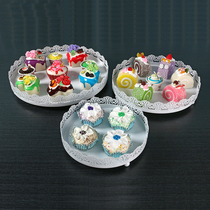 Dessert table wedding white tray European round cake plate lace side afternoon tea snack plate wedding props