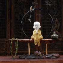 Zen Chinese home accessories Little monk ceramic entrance Living room Bogu rack TV cabinet Vintage handicraft ornaments