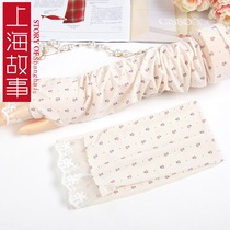 Shanghai story summer thin sleeve sunscreen ice sleeve female icicle arm guard Ice Silk fingerless lace gloves riding tram