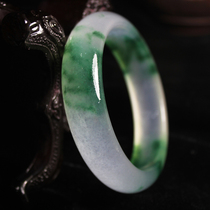Natural Myanmar A- level ice species floating flower jade color jade bracelet girl Wangfu real jade jade bracelet female