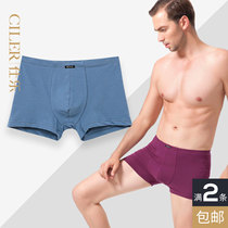 Shile cotton mens underwear boxer comfortable breathable sports underwear mens solid color boxer pants middle waist