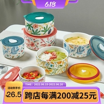 Microwave oven heating lunch box office workers with cover portable lunches box Home ovens Ceramic sealing bowls Refreshing Bowls