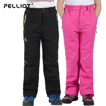 Clearance Beshy and outdoor childrens soft shell assault pants boys and girls windproof and warm breathable fleece casual pants