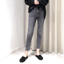 Jeans Women in spring Korean version of slim fit slim high waist slim fit pencil pants 100 lap pure color 90% Pants Woman small leggings