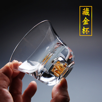 Masters Cup personal special mens high-end crystal glass polenta cup gold foil cup light and thin bucket hat cup utiliturst tea furniture