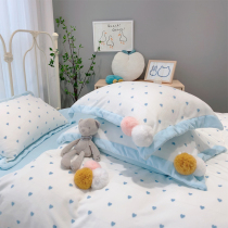 Straight Percussion Young Girl Hearts ins Autumn Winter Warm Thickened Milk Suede Bed Four Pieces Short Plush Love Quilt Cover Bed Linen