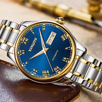 New peculiar fine steel mens table thin fully automatic mechanical watch waterproof luminous fashion trendy blue face mens watches