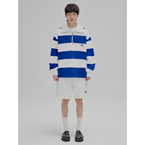 NANS 40 double-strand cotton crash stripes slip tip slip slip slip slip embroidery POLO shorts suite