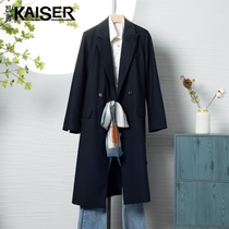 Kaiser Caesar 2021 autumn and winter New Ladies Korean slim fashion long windbreaker simple atmosphere