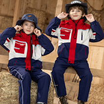 Elementary school uniform jacket suit autumn and winter childrens sports meeting thickened class uniform kindergarten garden uniform three-piece set