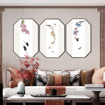 Yinghao new Chinese style octagonal living room sofa decoration painting porch Lotus hanging painting Chinese style tea room Zen mural painting