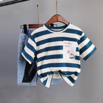 Childrens clothing boy suit summer 2021 new 2 children 3 stripes 4 children 5 summer clothes 6 foreign style 7-year-old tide