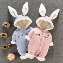 Baby conjoined clothes autumn and winter newborns 3 long sleeves 6 ha clothes 5 oblique flaps 9 climbing clothes baby 0-12 months out of clothing