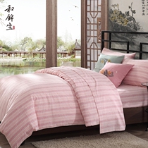 He Jinsheng Elegant four-piece old coarse cloth old craft cotton cotton cotton cotton bedding kit