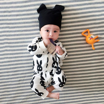 Male baby conjoined clothes female baby 0 summer dress 3 summer dress 6 Months 1 year old suit baby out pajamas autumn and winter