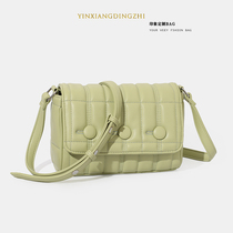 2022 Spring Summer Niche Design Soft Leather Embroidery Thread Small Square Bag Casual Fashion Cross Section Button Decoration Single Shoulder Inclined Satchel Bag