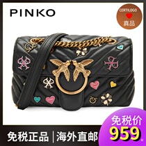 PINKO 2020 NEW LOVE SERIES LADIES METAL LOVING LOGO DECORATION SMALL NUMBER SINGLE SHOULDER SLOPED SATCHEL BAG