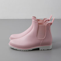 Fashion style outwear Anti-suede Waterproof Rain Boots Non-slip Water Boots Short Cylinder Two Wear Water Shoes Rubber Shoes Chelsea Rain Shoes Woman