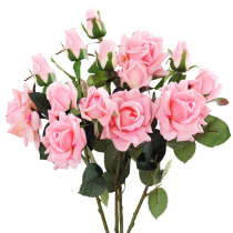 Three-head moisturizing simulation touch glue rose rose fake flower silk flower simulation flower living room decoration flower